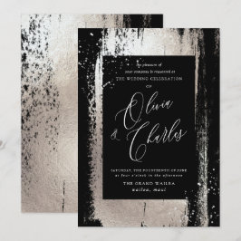 Shine, Imitate Metallischer Silberbrush Stroke Einladung