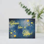 Shine like Star Inspiration Wasserfarbe Blu Postkarte (Stehend Vorderseite)