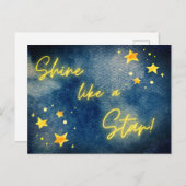 Shine like Star Inspiration Wasserfarbe Blu Postkarte (Vorne/Hinten)