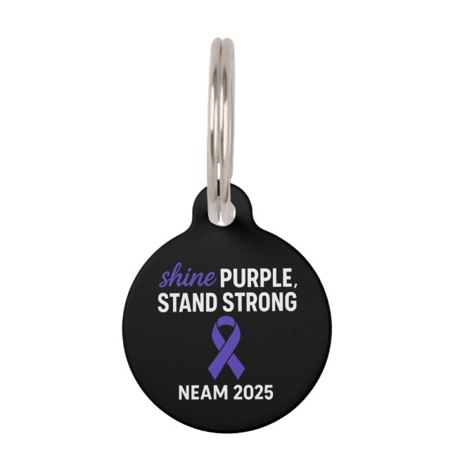 Shine Lila Stand Strong NEAM 2025 Epilepsy Haustiermarke (Vorderseite)