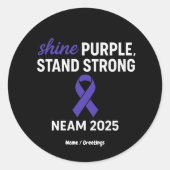Shine Lila Stand Strong NEAM 2025 Epilepsy Runder Aufkleber (Vorderseite)