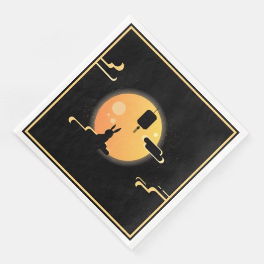 Shine Moon Rabbit - Black Sky Mitte Herbst Festiva Serviette (Ecke)