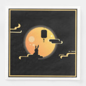 Shine Moon Rabbit - Black Sky Mitte Herbst Festiva Serviette (Vorderseite)