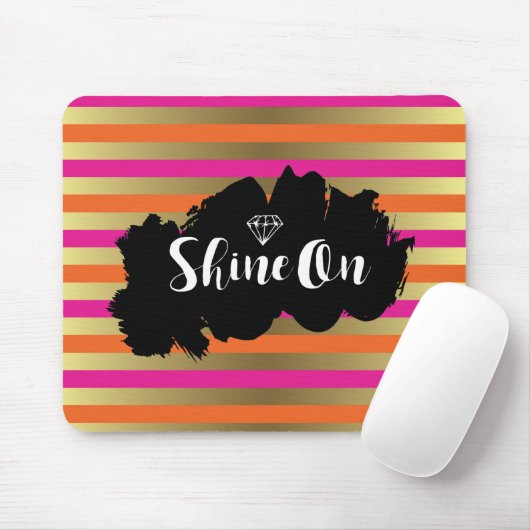 Shine on Pink Orange & Imitate Gold Metallic Strip Mousepad (Mit Mouse)