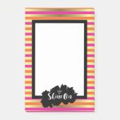 Shine on Pink Orange & Imitate Gold Metallic Strip Post-it Klebezettel (Vorderseite)