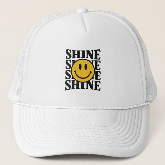 SHINE Retro Smiley Face Bold Typography Hat Truckerkappe (Vorderseite)