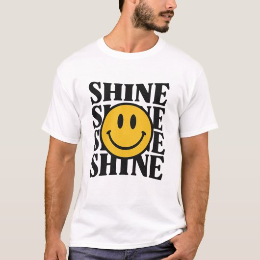 SHINE Retro Smiley Face Bold Typography T-Shirt (Vorderseite)