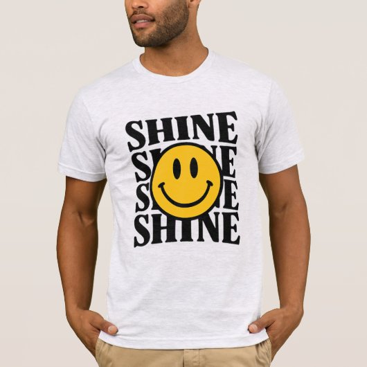 SHINE Retro Smiley Face Bold Typography T-Shirt (Vorderseite)