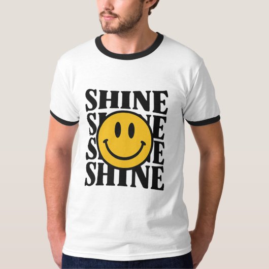SHINE Retro Smiley Face Bold Typography T-Shirt (Vorderseite)