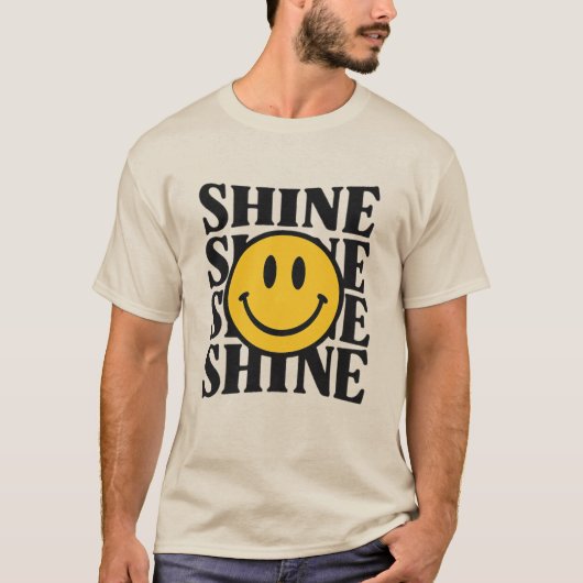 SHINE Retro Smiley Face Bold Typography T-Shirt (Vorderseite)