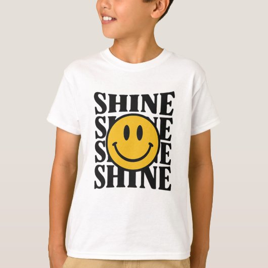 SHINE Retro Smiley Face Bold Typography T-Shirt (Vorderseite)