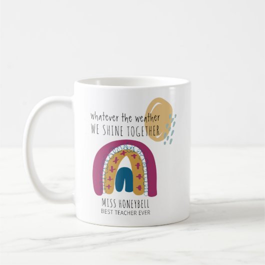 Shine Together Rainbow Wetter Bester Lehrer je Kaffeetasse (Links)