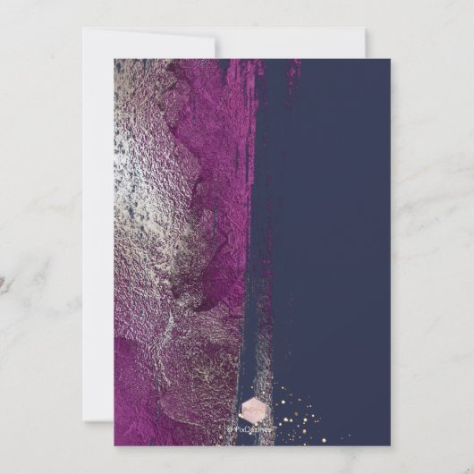 Shine, Winter Bliss Cassis Brush Strokes Navy Einladung (Rückseite)