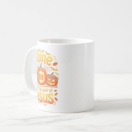 Shine With The Light Of Jesus Christian Halloween Kaffeetasse (Vorderseite Links)
