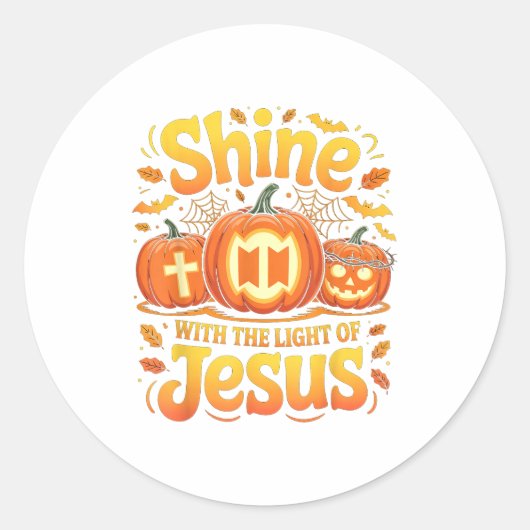 Shine With The Light Of Jesus Christian Halloween Runder Aufkleber (Vorderseite)