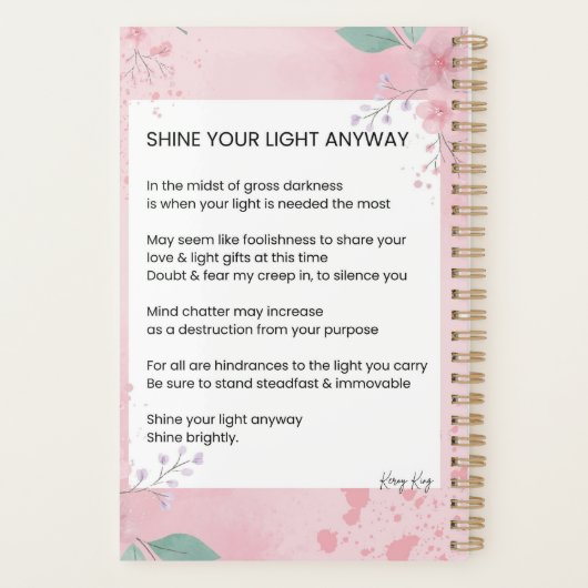 Shine your light Anyway Gedichte Planer (Rückseite)