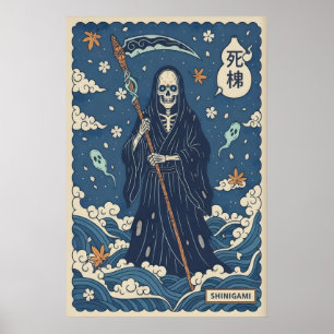 Shinigami-Kunstposter japanischer Sensenmann, Dunk Poster