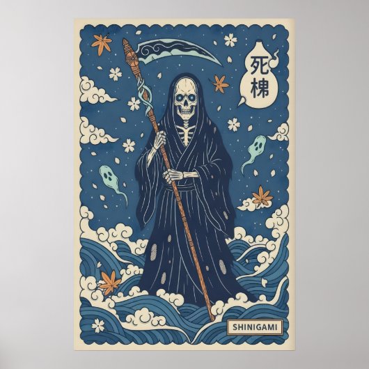 Shinigami-Kunstposter japanischer Sensenmann, Dunk Poster (Vorne)