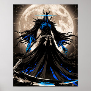 Shinigami Sumi-e Grunge Art Poster