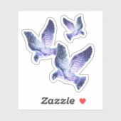 Shining Blue Christmas Doves Aufkleber (Blatt)