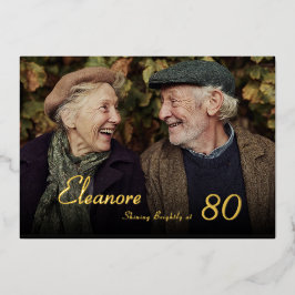 Shining Bright Female 80th Photo Birthday Folieneinladung