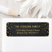 Shining Gold Dots Chic Black Return Address Label (Insitu)