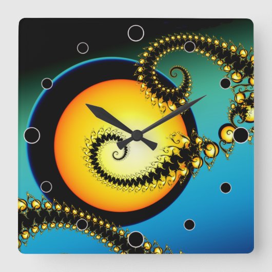 Shining Moon Fractal Art Quadratische Wanduhr (Vorderseite)
