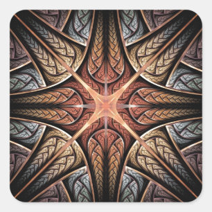 Shining Star Abstrakt Fraktal Art Quadratischer Aufkleber