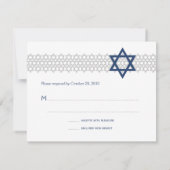 Shining Star Bar Mitzvah Blue RSVP Card (Rückseite)
