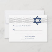 Shining Star Bar Mitzvah Blue RSVP Card Karte (Rückseite)