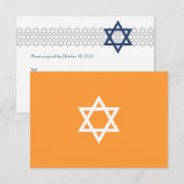Shining Star Bar Mitzvah Blue RSVP Card Karte (Vorne/Hinten)