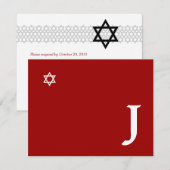 Shining Star Bar Mitzvah Monogram RSVP Card Karte (Vorne/Hinten)