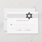 Shining Star Bar Mitzvah UAWG in Lila RSVP Karte (Rückseite)