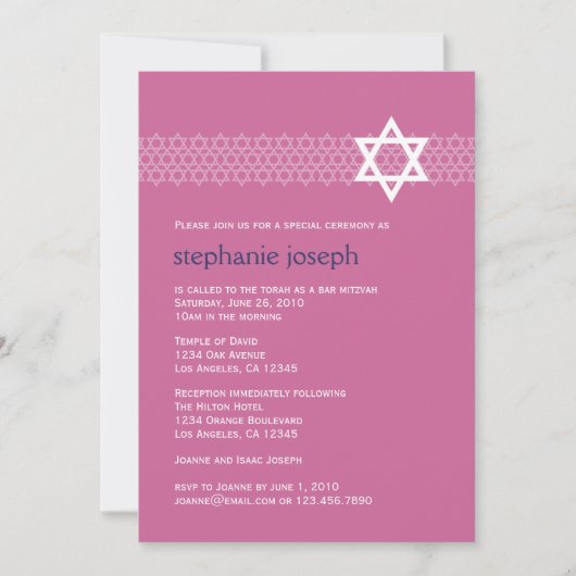 Shining Star Bat Mitzvah Einladung (Vorderseite)