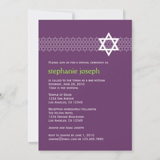 Shining Star Bat Mitzvah Einladung (Vorderseite)