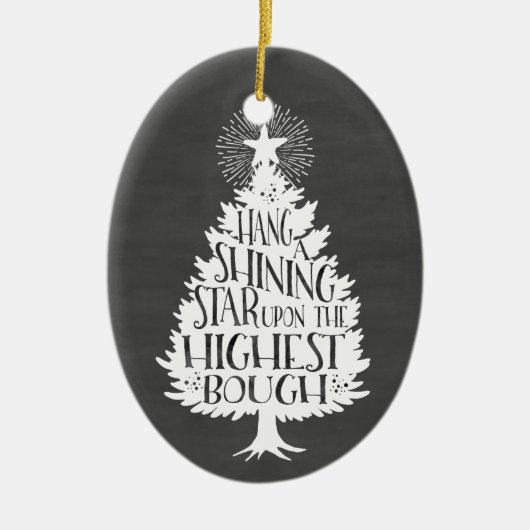 Shining Star Christmas Tree Chalkboard Keepake Keramikornament (Vorne)