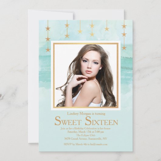 Shining Star Foto Einladung (Vorderseite)