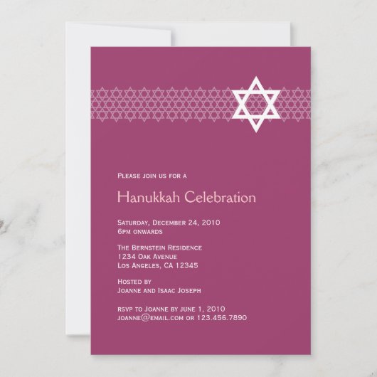 Shining Star Hanukkah Party Einladung (Vorderseite)