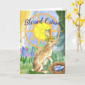 Shining Sun Blessed Ostara Bunny Sabbat Karte (Gelbe Blume)