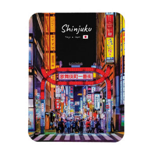 Shinjuku, Japan - Kabukicho Neon-Straße Rund Magnet