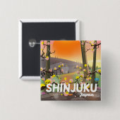 Shinjuku Japan Reiseplakat Button (Vorne & Hinten)
