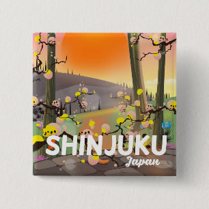 Shinjuku Japan Reiseplakat Button