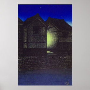 Shinkawa bei Nacht Kawase Hasui Poster