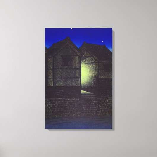 Shinkawa in der Nacht Kawase Hasui Leinwanddruck (Vorderseite)