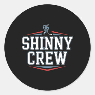 Shinny Crew spielt Pond-Hockey Runder Aufkleber