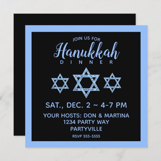 Shinny Star von Davids Hanukkah Einladung (Vorne/Hinten)