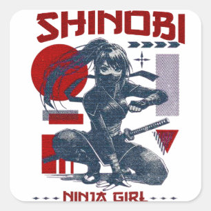 Shinobi ninja Girl T - Shirt Quadratischer Aufkleber