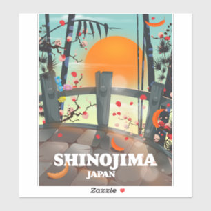 Shinojima Reiseplakatkarte Aufkleber