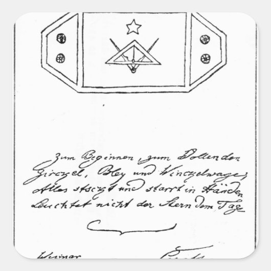 Shinte Stern über Platz und Kompass und führen Quadratischer Aufkleber (Vorderseite)