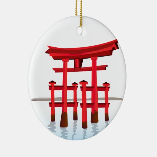 Shinto-japanische Tor-Architektur-Gebäude-Kultur Keramikornament (Rechts)